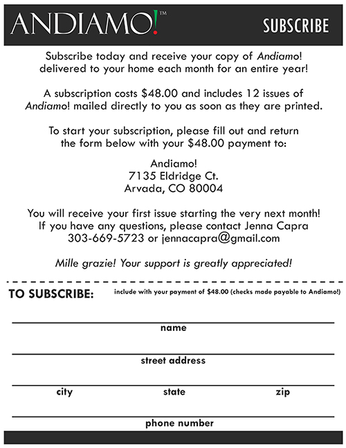 Andiamo Subscription Form